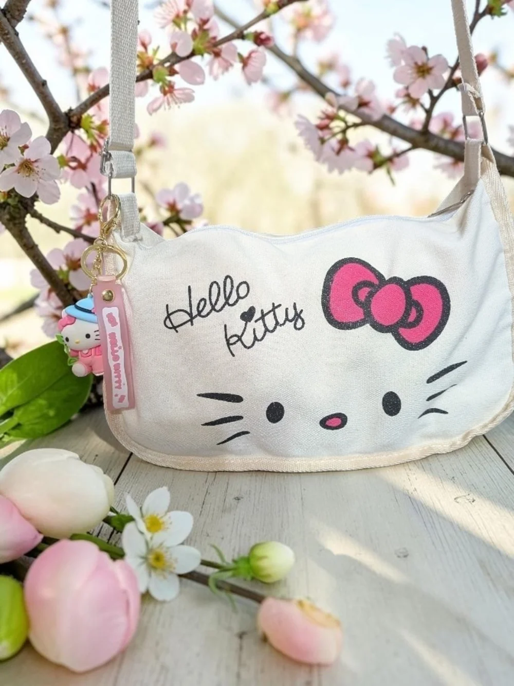 Hello Kitty White and Pink Kids Crossbody Bag